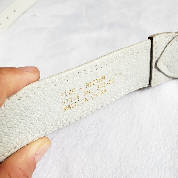 VINTAGE Beaded Leather Belt M light Mint Aqua boho - Picture 5 of 7